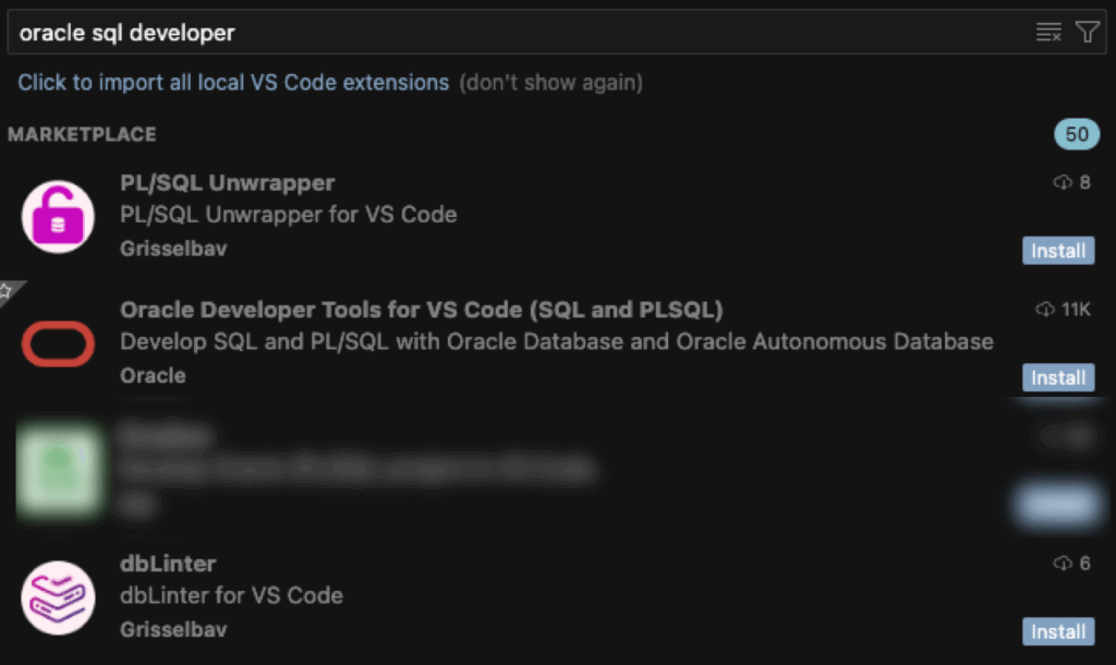 Search for Oracle SQL Developer  within Cursor